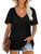 Black V Neck Shirt for Women Short Sleeve Tops for Women Shirts Loose Fitting XXL