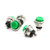 5 Pcs 3A/125V SPST Green Panel Mounting Momentary Push Button Switch