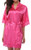 Giova Women's Lace Trim Kimono Robe Nightwear Nightgown Sleepwear Satin Short Robe Rose Red Medium