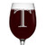 Etched Monogram 16oz Stemmed Wine Glass -Letter T-