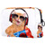 Makeup Toiletry Bag for Women Purse Cosmetic Travel Kit Organizer,orange 'cat listens to music