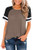 LASLULU Short Sleeve Shirts for Women Color Block Striped Tee Crew Neck Casual Tunic Tops Summer Clothes Workout Yoga Athletic T-Shirt Loose Fit Blouses Running Sport Shirts-Coffee Small-