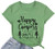 UNIQUEONE Happy Camper Shirt Women Funny Cute Graphic Tee Short Sleeve Letter Print Casual Tee Shirts -Green, X-Large-