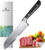 7" Santoku Knife, Professional Japanese Chef's Knife 7 Inch, Forged German High Carbon Stainless Steel 4116 Blade, Ergonomic POM Handle, Ultra Sharp Hollow Edge Kitchen Knife with Gift Box, Black