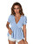 SweatyRocks Women's Short Sleeve V Neck Wrap Ruffle Hem Babydoll Peplum Tops Blouses Pale Blue S