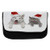 Ambesonne Christmas Pencil Case, Animals Red Hats, Fabric Pen Pencil Bag with Double Zipper, 8.5" x 5.5", White Grey Red