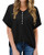 KILIG Womens Button Casual Tops Short Sleeve V-Neck T Shirts Loose Henley Blouse-Black,Large-