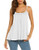 SUNAELIA Women's Flowy Cami Adjustable Spaghetti Strap Loose Tank Tops Summer Sleeveless Shirt Blouse Casual Pleated Camisole White Plus Size Large