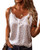 Womens Camisole Tank Tops V Neck Sleeveless Lace Trim Spaghetti Strap Camisole Cami Tank Top White