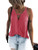Hilltichu Women's Choker V-Neck Wrap Tank Tops Red