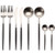 Flatware Set, Morgiana 8-Piece 18/10 Stainless Steel Flatware Sets Including Fork Spoons Knife Tableware Utensil Set Service for 2 (Black & Silver)