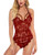 Maketina Womens Sexy Lingerie Deep V Teddy Bodysuit One Piece Lace Babydoll Red M