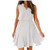 Xiaojmake Dress for Women, Summer Chiffon Pom V-Neck Solid Casual Sleevless Drawstring Short Skirt Mini Dress White