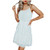 Bobono Women Chiffon Pom O-Neck Solid Sleevless Sling Drawstring Short Skirt Mini Dress Dress Comfy Casual Loose Fit Dress White