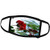 3dRose Some red Flowers in a Hanging Basket with Blurred Green Back - Face Covers -fc-295769-1-