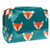 Orange Fox Heads Pattern Turquoise Makeup Bag Cosmetic Organizer Multifuncition Travel Waterproof Toiletry Bag with Zipper for Women