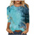 3/4 Sleeve Shirts for Women Round Neck Loose Tops Comfy Soft Blouses Summer Casual Print Pullover