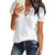 Summe Tops for Women Casual Waffle Knit Short Sleeve Tunic Tops V Neck Henley Button Up Loose Shirts Blouses White