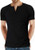 YTD Men's Casual Slim Fit Short Sleeve Henley T-Shirts Cotton Shirts L Black