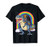 Dachshund Riding Dinosaur T rex Gifts Boys Kids Men Rainbow T-Shirt