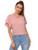 SheIn Women's V Neck Ruffle Butterfly Short Sleeve Blouse Solid Tops Shirts Dusty Pink Medium
