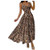 Womens Summer Floral Sundress V Neck Tie Front Spaghetti Strap Dresses Casual Beach Swing Long Dress Brown