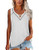 Women's Summer V Neck Tank Tops Casual Loose Sleeveless Cami Blouse Shirts White XL