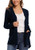 Urban CoCo Women's Long Sleeve Open Front Cardigan Knit Sweater with Pockets -XL, Navy Blue-