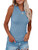 Saodimallsu Womens High Neck Tank Top Summer Ribbed Sleeveless Shirts Casual Loose Knit Cami Sweater Vest -Large, Blue-