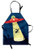 Ambesonne Outer Space Apron, Distressed Graphic of an Alien Abduction of Human Science Fiction Image, Unisex Kitchen Bib with Adjustable Neck for Cooking Gardening, Adult Size, Yellow Blue