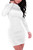 GOKATOSAU Women's Sexy Stand Neck Bodycon Long Sleeve Ruched Culb Party Mini Dress White