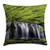Ambesonne Waterfall Throw Pillow Cushion Cover, Multiple Waterfalls Surrounded by Black Rocks and Green Trees Nature, Decorative Square Accent Pillow Case, 16" X 16", Black White and Green