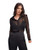 SheIn Women's Sheer Mesh Long Sleeve Button Front Tops Solid Lapel Blouse Black Medium