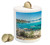 Lunarable Lake Tahoe Piggy Bank, Turquoise Waters of Lake Tahoe Paradise Beach Coastal Beauty Peaceful Landscape, Printed Ceramic Coin Bank Money Box for Cash Saving, Sky Blue