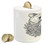 Ambesonne Indie Piggy Bank, Doodle Style Sketch Bear Portrait with Curly Beard and Mustache Cool Animal, Printed Ceramic Coin Bank Money Box for Cash Saving, Black White