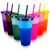Color Changing Tumblers Cups with Lids  and  Straws - 7 Reusable Bulk Tumblers Plastic Cold Tumbler Cup Set for Adults Kids - 24oz Tumbler with Straw