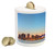 Lunarable Modern Piggy Bank, Canadian Skyline Toronto City with Lake Panorama at Evening Urban Scenery, Printed Ceramic Coin Bank Money Box for Cash Saving, Pale Blue Cinnamon
