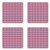 Lunarable Abstract Coaster Set of 4, Vertically Placed Ornaments on Strings in Rosy Shades, Square Hardboard Gloss Coasters, Standard Size, Multicolor