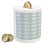 Ambesonne Geometric Piggy Bank, Mosiac Ornament with Hand Drawn Squares Pattern Checkered Grid Design, Printed Ceramic Coin Bank Money Box for Cash Saving, Blue Pale Blue Black