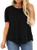 Women's Plus Size Tops Summer Short Sleeve Crewneck Tunic Tops Casual Blouse Side Split Tunics Shirts Black 20W