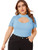 Romwe Women's Plus Size Chocker Lace Short Sleeve Deep Sweetheart Neck Stretch Blouse Tops Shirt Blue 1X