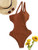 Romwe Women's One Shoulder Cutout One Piece Swimsuit Strap Backless Bathing Suit Monokini Brown L
