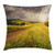 Ambesonne Nature Throw Pillow Cushion Cover, Sunset on The Meadow Rural Country Flower Field and Trees Idyllic Scene, Decorative Square Accent Pillow Case, 18" X 18", Lime Green Pale Brown