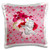 3dRose Beverly Turner Valentine Design - Cherub Sitting on Bow, Flowers, and Heart, Heart Design, Red, Pink - 16x16 inch Pillow Case -pc-308918-1-