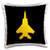 3dRose Alexis Design - Aviation - Silhouette image of a modern fighter plane. Yellow on black - 16x16 inch Pillow Case -pc-323640-1-