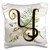 3dRose Fancy Monogram Initial Y On Green Tropical Leaves - Pillow Cases -pc-341683-1-