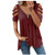 Kaitobe Womens Summer Tops, Womens Solid Zipper V Neck Short Sleeve T-Shirts Plus Size Tops Blouse Basic Tunic Tee Wine