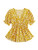 SheIn Women's Surplice V Neck Short Sleeve Floral Peplum Blouse Ruffle Hem Top Yellow X-Large