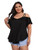 Romwe Women's Plus Size Cold Shoulder Short Sleeve Asymmetrical Hem Shirts Blouses Tops Black 3XL