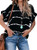 HOTAPEI SizeWomen's Summer Casual V Neck Striped Short Sleeve Button Down Collar Black Tunic Blouses Fashion 2021 Tshirts TopsSize XX-Large